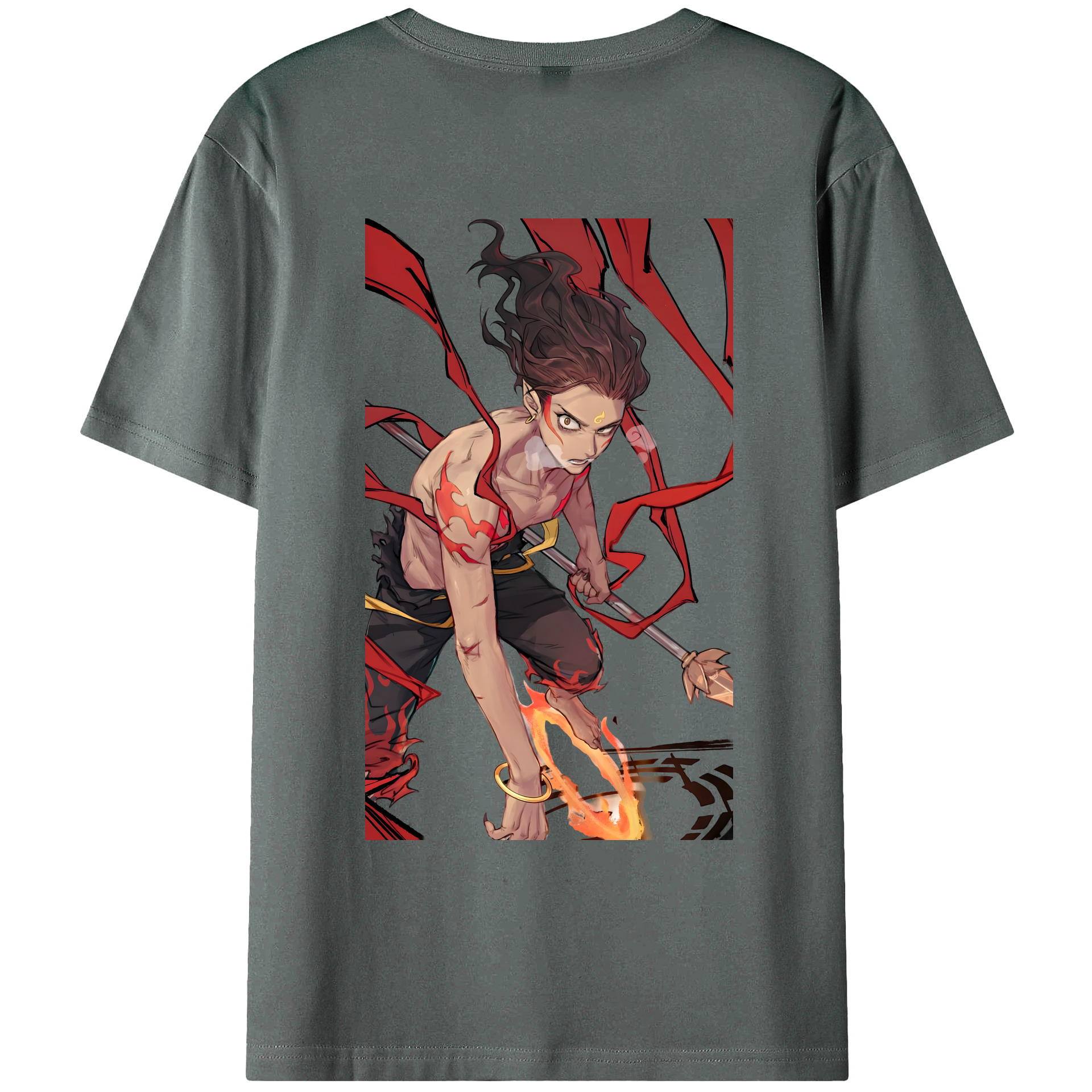 （画像用） Ne Zha 2 ナタ 魔童の大暴れ 綿100％ メンズ半袖Tシャツ（バックプリント） 通気性
